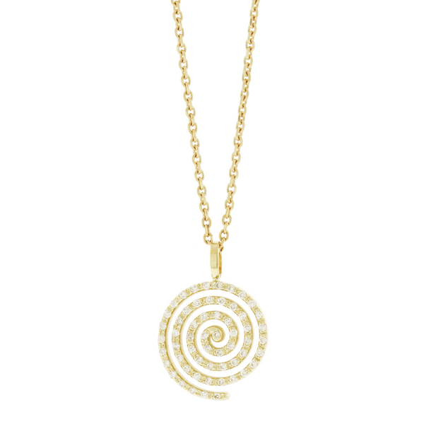luis morais Diamond Encrusted Spiral Pendant Necklace