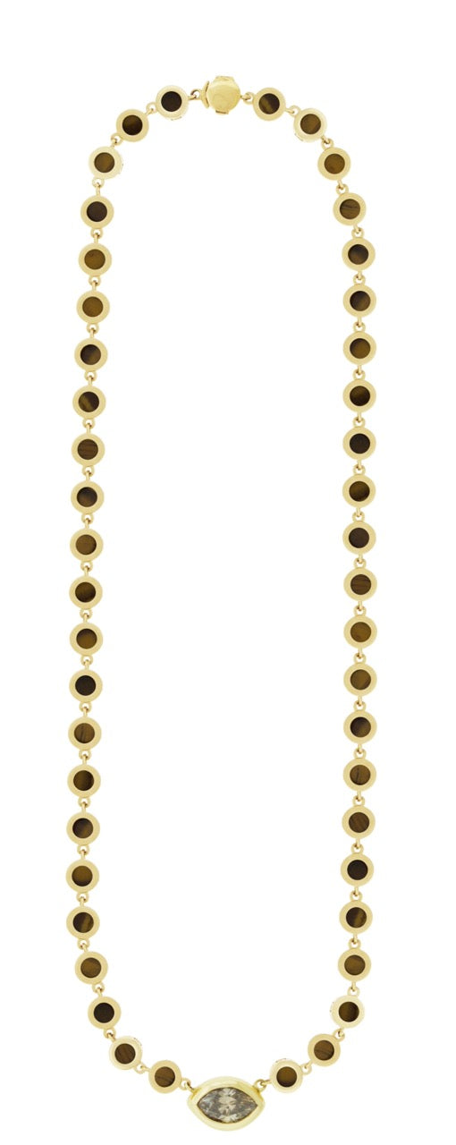Luis Morais Diamond Eye Gemstone Gold Link Necklace