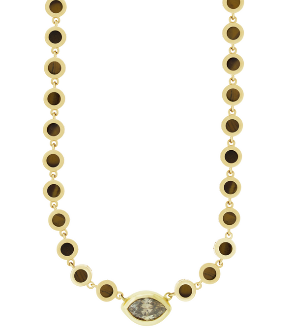 Luis Morais Diamond Eye Gemstone Gold Link Necklace