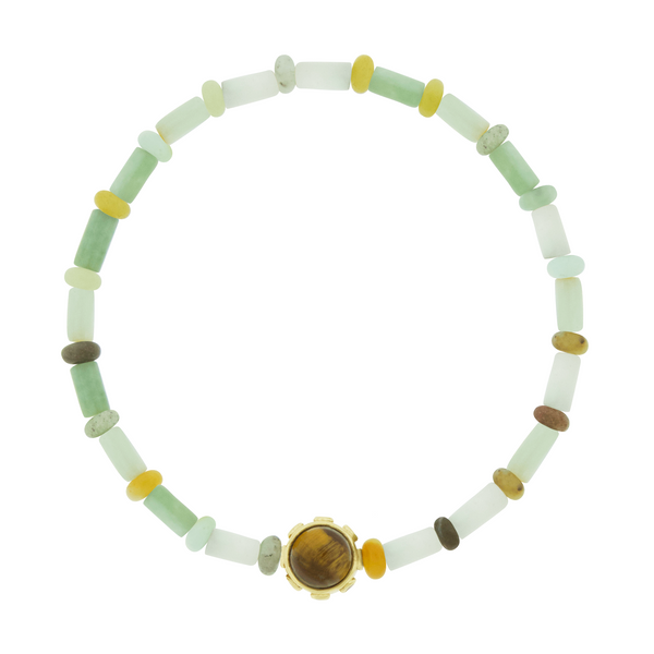 Luis Morais Diamond & Gemstone Cabochon Bead On Amazonite Bead Bracelet