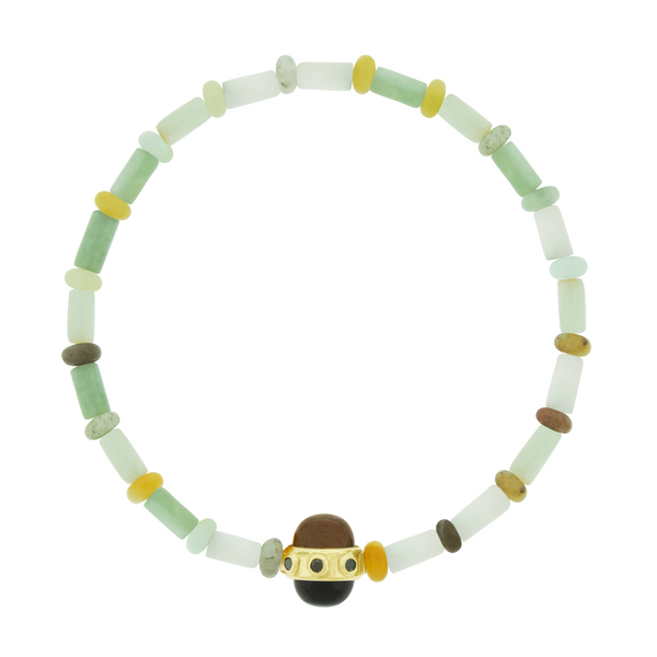 Luis Morais Diamond & Gemstone Cabochon Bead On Amazonite Bead Bracelet