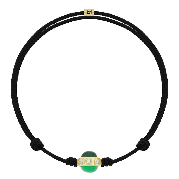 Luis Morais Diamond & Gemstone Cabochon Bead On Black Cord Bracelet