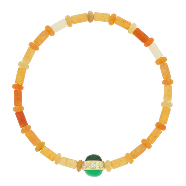 luis morais Diamond & Gemstone Cabochon Bead on Carnelian Bead Bracelet