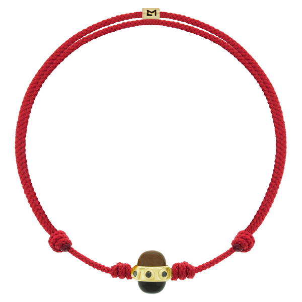 Luis Morais Diamond & Gemstone Cabochon Bead On Red Cord Bracelet