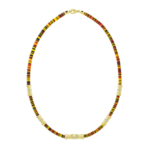 luis morais Diamond Sheath Tubes on Vinyl Beaded Necklace