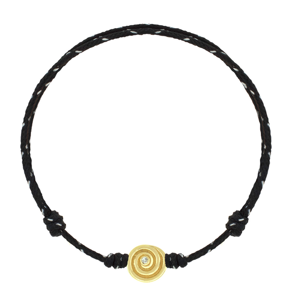 luis morais Diamond Spiral on Black Twist Cord Bracelet