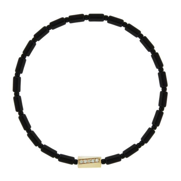 luis morais Diamond Twisted Hexagon on Onyx Bracelet