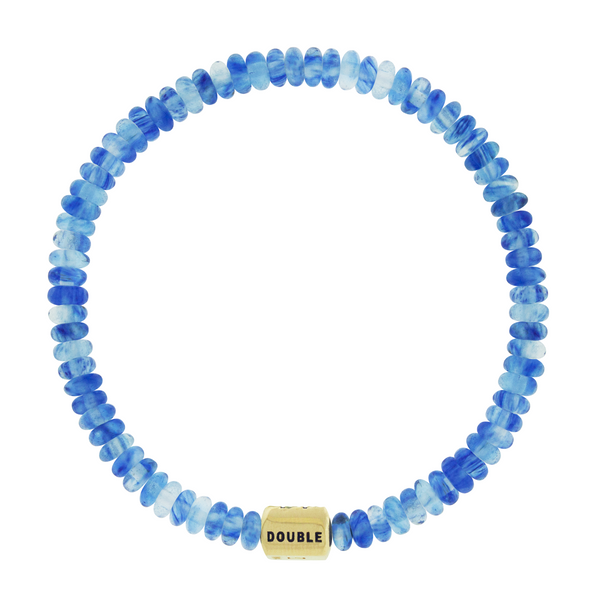 Luis Morais DOUBLE HAPPINESS Ingot On Blue Watermelon Bead Bracelet