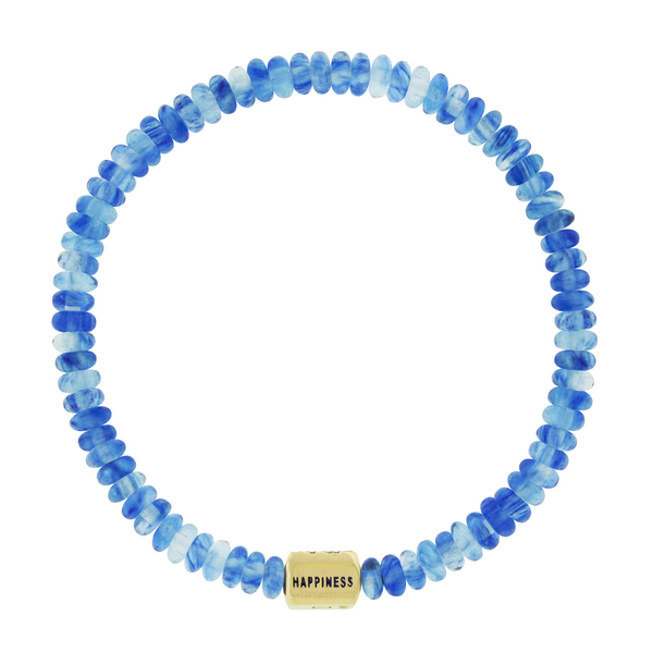Luis Morais DOUBLE HAPPINESS Ingot On Blue Watermelon Bead Bracelet
