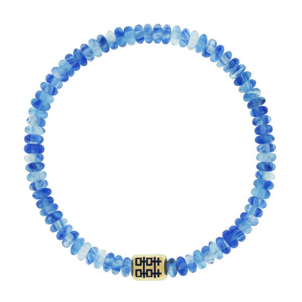 luis morais DOUBLE HAPPINESS Ingot on Blue Watermelon Bead Bracelet