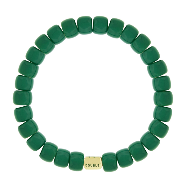 Luis Morais DOUBLE HAPPINESS Ingot On Green Glass Bead Bracelet