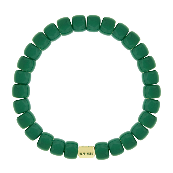 Luis Morais DOUBLE HAPPINESS Ingot On Green Glass Bead Bracelet