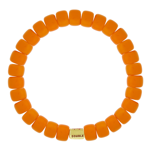 Luis Morais DOUBLE HAPPINESS Ingot On Orange Glass Bead Bracelet