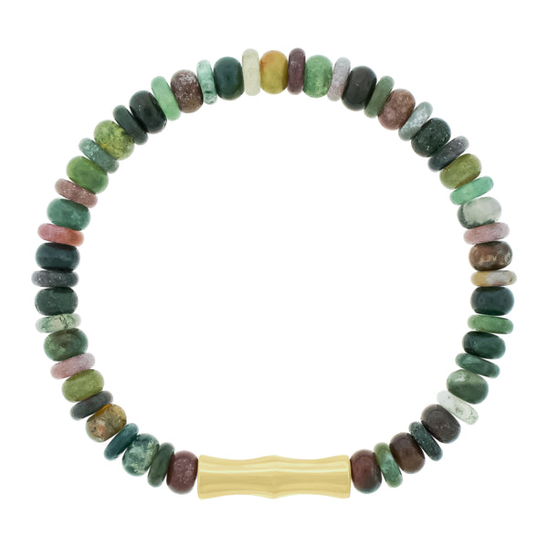 luis morais Double-Sheath Tube Indian Agate Bead Bracelet