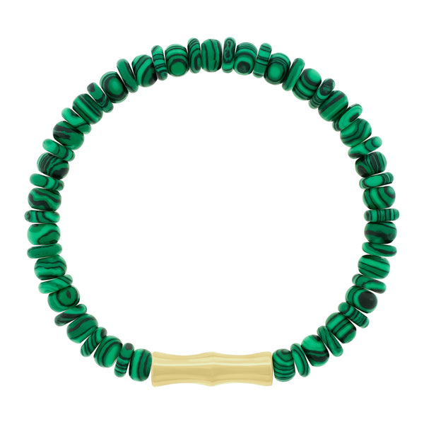 luis morais Double-Sheath Tube Malachite Bead Bracelet