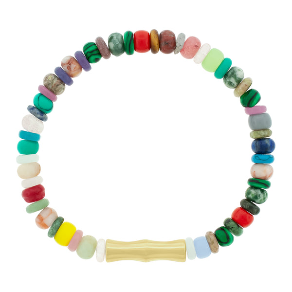 luis morais Double-Sheath Tube Multi Gemstone Bead Bracelet
