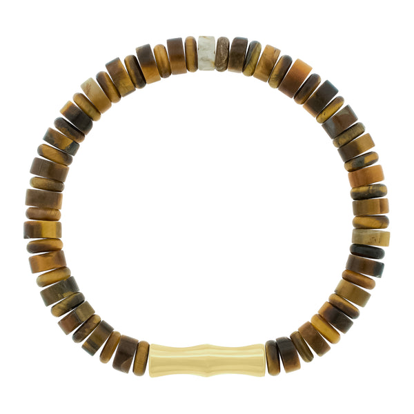 luis morais Double-Sheath Tube Tiger's Eye Bead Bracelet