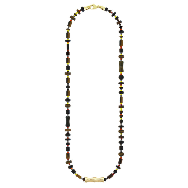 luis morais Double-Sheath Tube Tiger's Eye Beaded Necklace