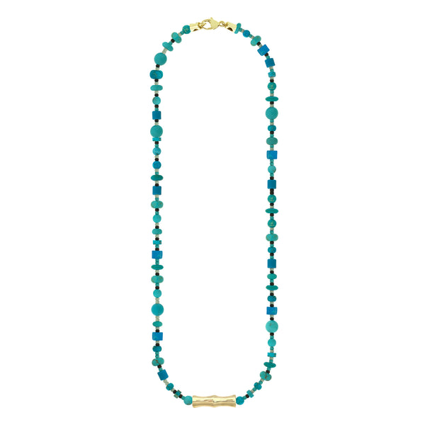 luis morais Double-Sheath Tube Turquoise Beaded Necklace