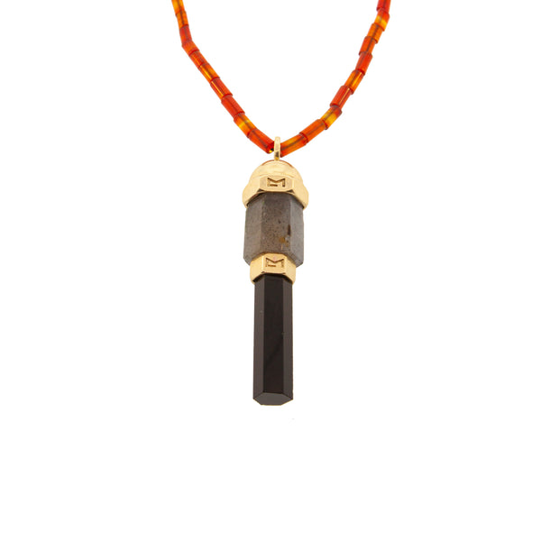 Luis Morais Double-Stack Labradorite And Onyx Gemstone Bolt Pendant Necklace