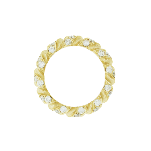 Luis Morais Drill Bit Gold Ring Band With White Diamonds