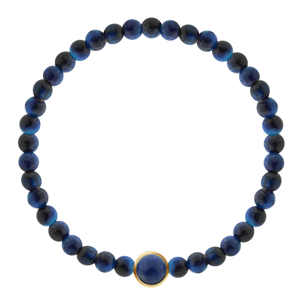 Luis Morais Dual-Sided Collar With Lapis Cabochon & Black Diamond On Beaded Bracelet