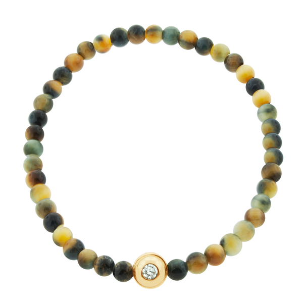 Luis Morais Dual-Sided Collar With Malachite Cabochon & White Diamond On Beaded Bracelet