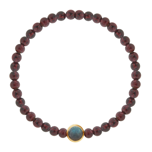 Luis Morais Dual-Sided Labradorite/Black Diamond Collar On Garnet Bead Bracelet