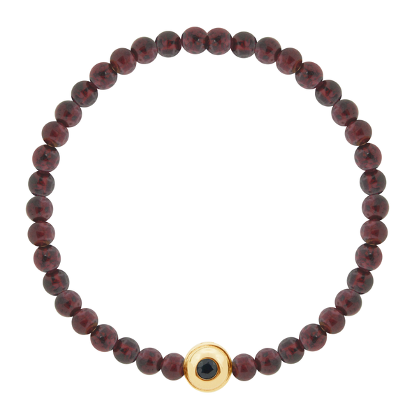 luis morais Dual-Sided Labradorite/Black Diamond Collar on Garnet Bead Bracelet