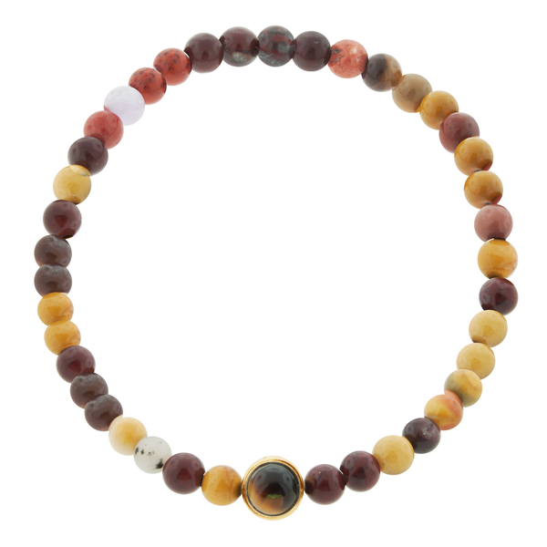 Luis Morais Dual-Sided Tiger's Eye/Ruby Collar On Jasper Bead Bracelet