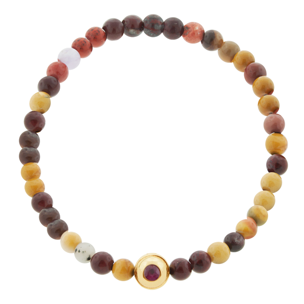 luis morais Dual-Sided Tiger's Eye/Ruby Collar on Jasper Bead Bracelet