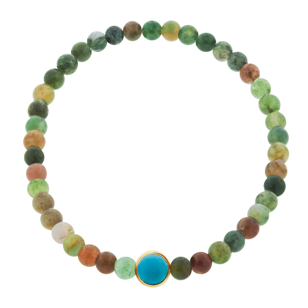 Luis Morais Dual-Sided Turquoise/White Diamond Collar On Agate Bead Bracelet