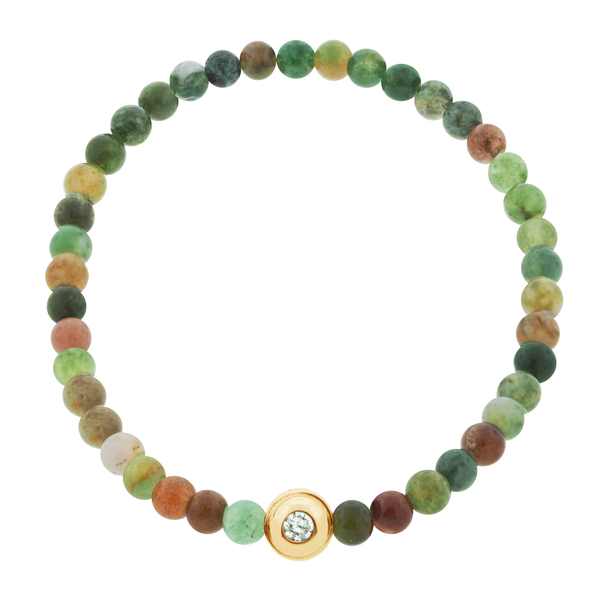 Luis Morais Dual-Sided Turquoise/White Diamond Collar On Agate Bead Bracelet