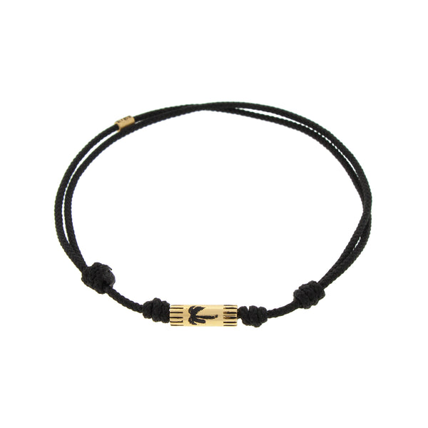 luis morais Enameled Palm Tree Slim Tube on a Black Cord Bracelet