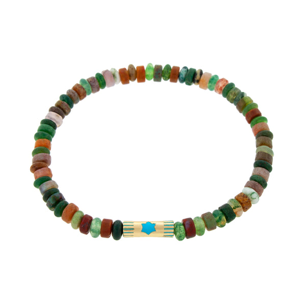 luis morais Enameled Star of David on Indian Agate Bracelet
