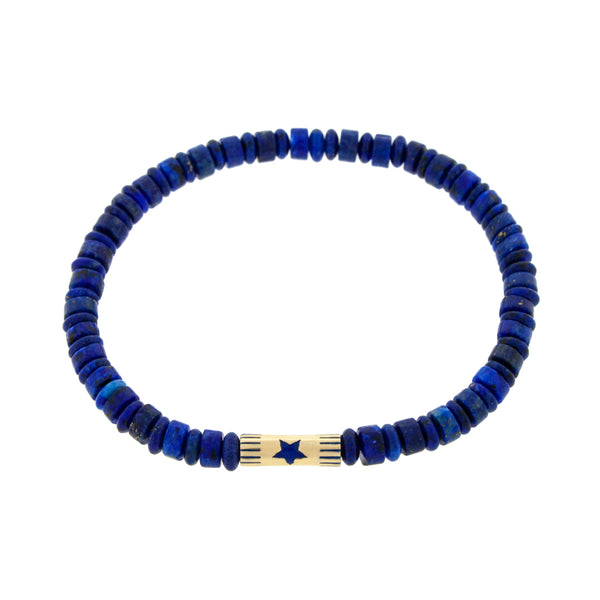 luis morais Enameled Star Slim Tube on a Lapis Bracelet