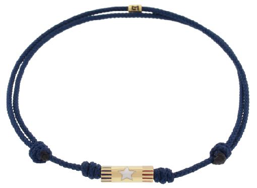 luis morais Enameled Star Slim Tube on Navy Cord Bracelet