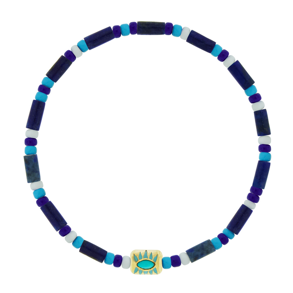 luis morais Enameled Turquoise Ingot on Beaded Bracelet