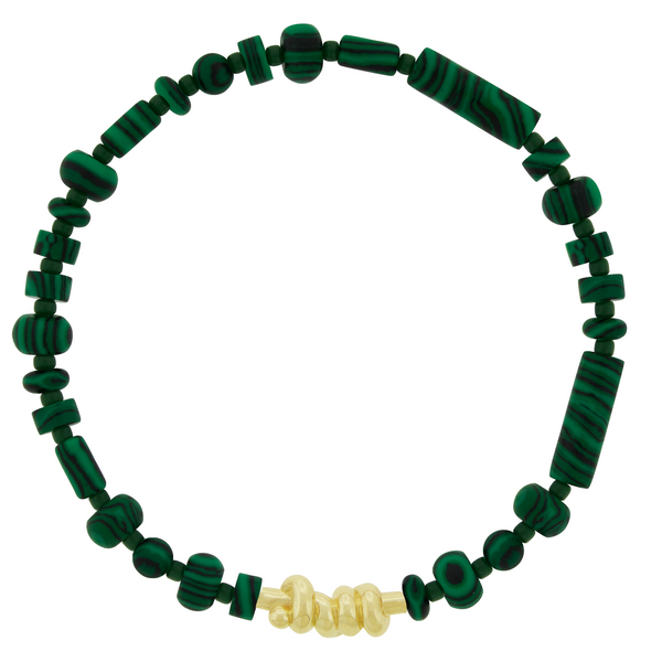 luis morais Entangled Knot on Malachite Bead Bracelet