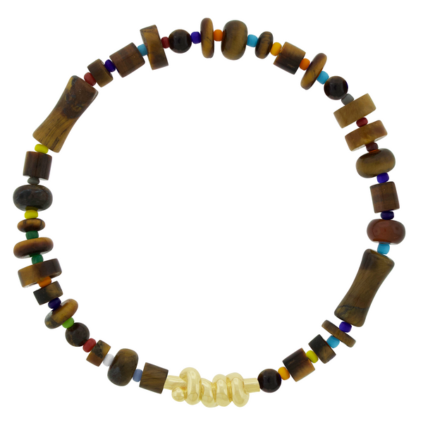luis morais Entangled Knot on Tiger's Eye Bead Bracelet