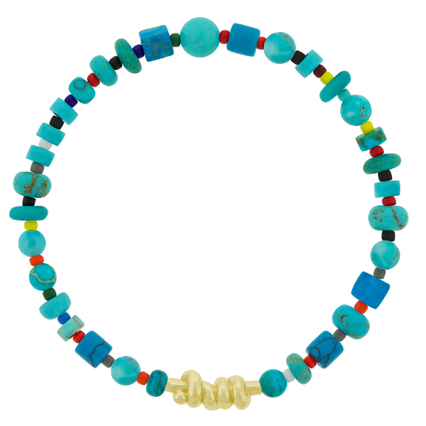 luis morais Entangled Knot on Turquoise Bead Bracelet
