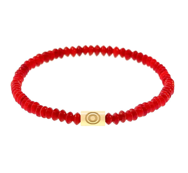 luis morais Evil Eye Short Tube on Coral Beaded Bracelet