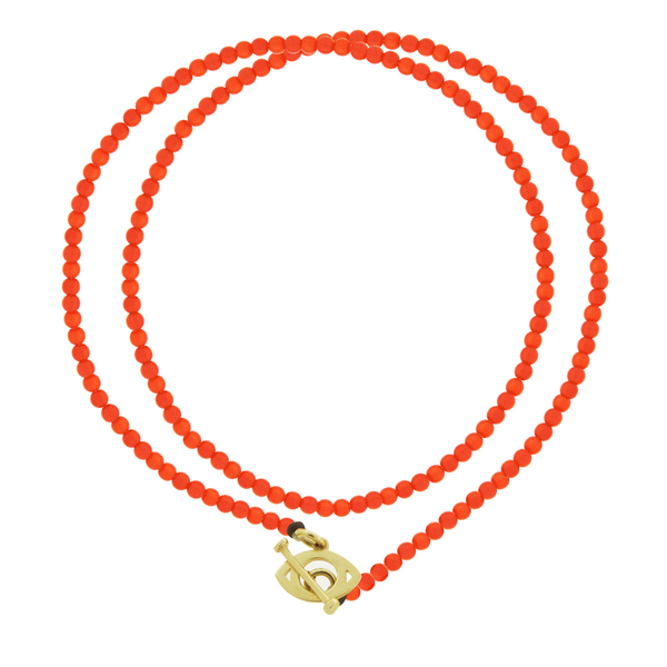 luis morais Evil Eye Toggle Orange Double-Wrap Bead Bracelet