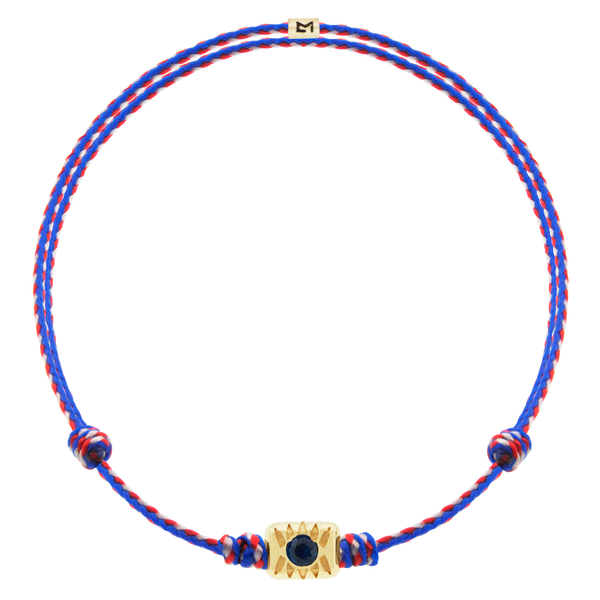 luis morais Eye Ingot with Blue Sapphire on Cord Bracelet