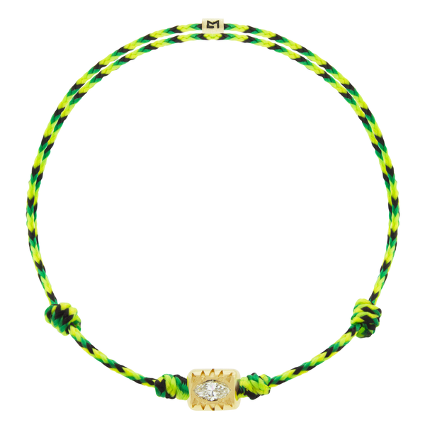 luis morais Eye Ingot with Marquise White Diamond on Cord Bracelet