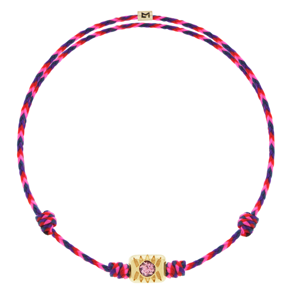 luis morais Eye Ingot with Pink Sapphire on Cord Bracelet