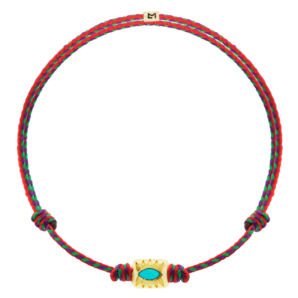 luis morais Eye Ingot with Turquoise on Cord Bracelet