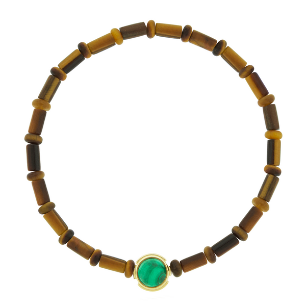 Luis Morais FIDEM Cabochon Bead On Tiger's Eye Bead Bracelet