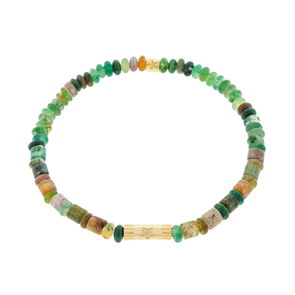 luis morais Five Pointed Star Slim Tube and Short Roll on an Indian Agate Bracelet