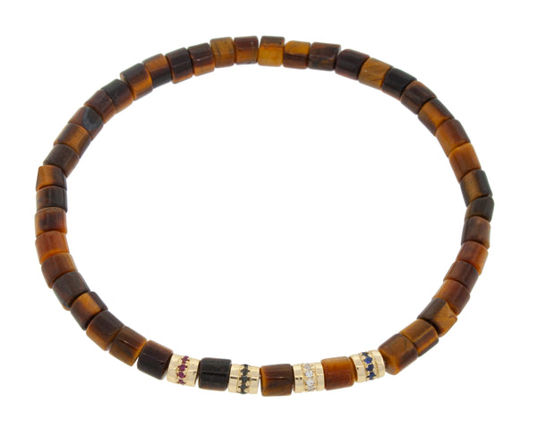 luis morais Four Short Rolls with Diamonds on a Beaded Bracelet